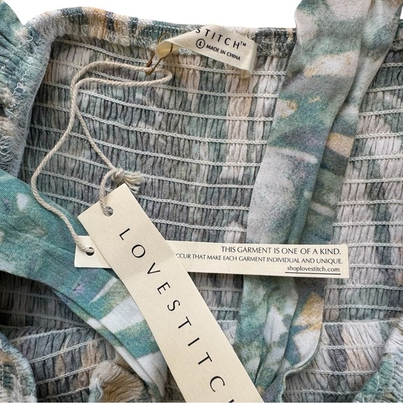 Love Stitch Rocio Mini Dress Strappy Smocked Tropical L NWT - Picture 8 of 10